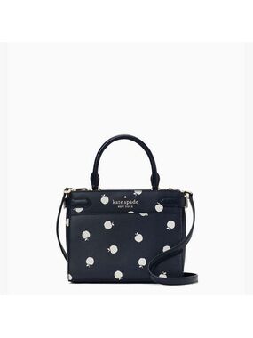 Kate spade Staci Orchard Toss Apple Printed Small Satchel, Blazer Blue NWT